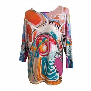 Claire Desjardins Wearable Art Abstract Print Tunic Top Size XL